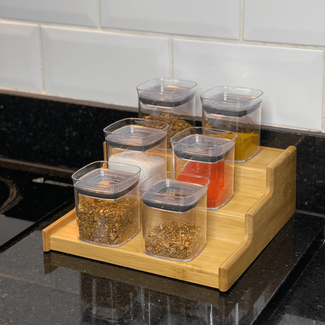 Organizador Porta Temperos 3 Níveis Bambu Ecokitchen - Ela Decora