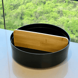 Organziador Giratório Lume com Divisória de Bambu Preto 25,5cm