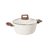 Panela Caçarola Antiaderente Aluminio Forjado Oslo Stone Branca 24cm Facil de Limpar - Ela Decora