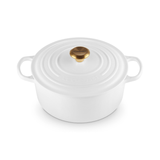Panela Redonda Signature Branca com Pegador Dourado 26cm Le Creuset - Ela Decora