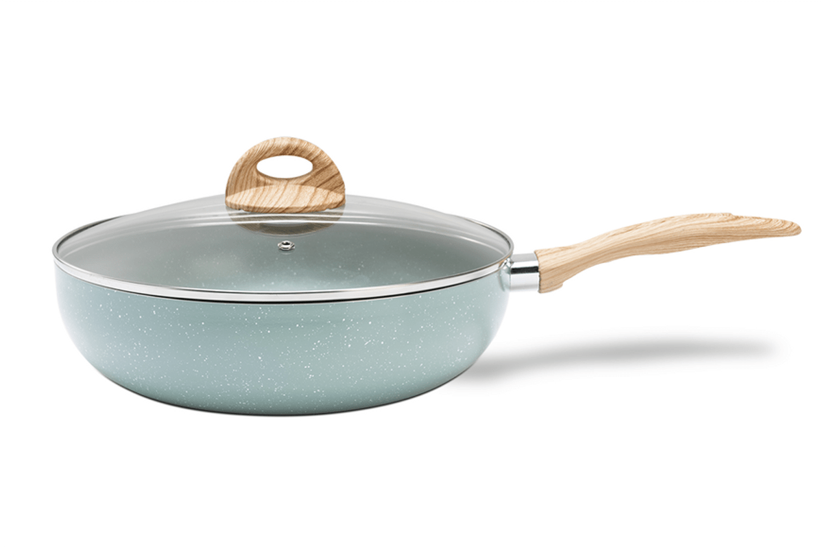 Panela Wok com Tampa Fundo de Indução Botanika Verde 3,4 Litros - Ela Decora