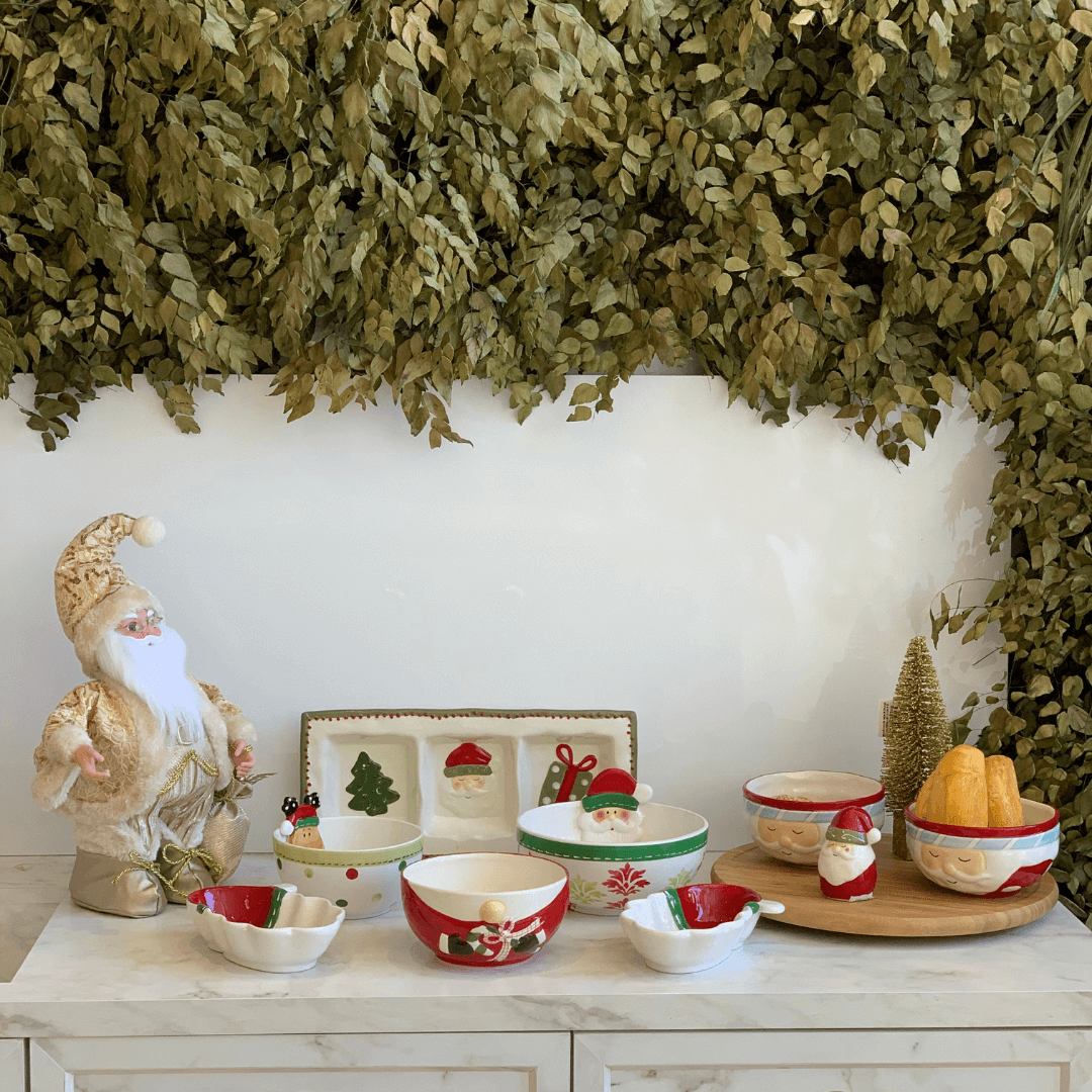 Papai Noel Musical Dourado e Branco 37,50cm - Ela Decora