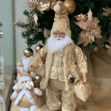 Papai Noel Musical Dourado e Branco 50cm - Ela Decora