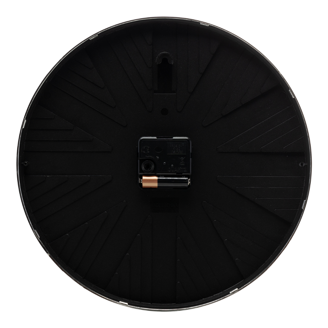 parte de tras Relógio de Parede Plástico Modern Preto 30,5cm no armario
