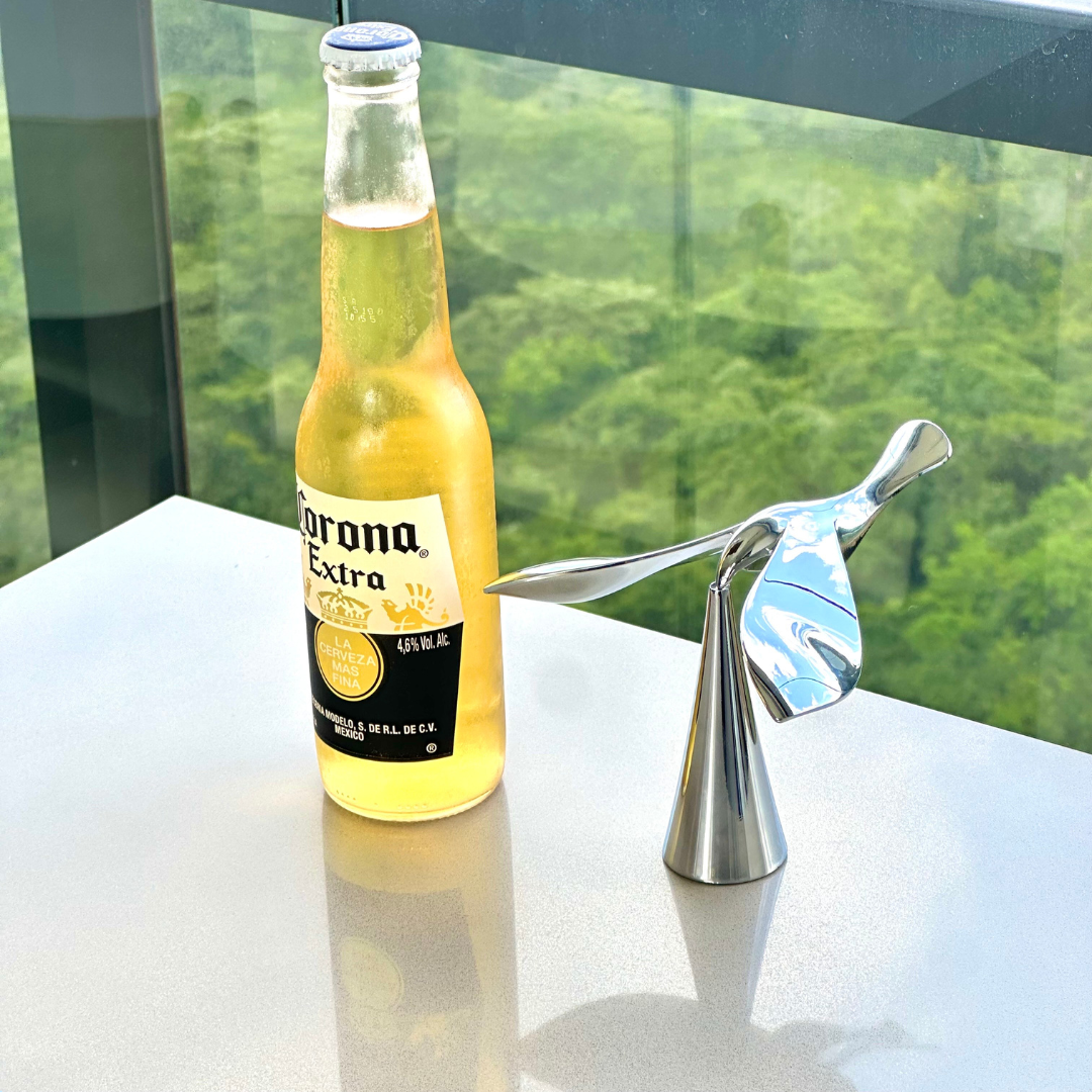 Abridor De Garrafas Drinking Buddy Titanium Pássaro Cromado