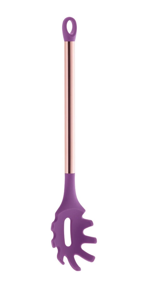 Pegador De Massas em Silicone Roxo Cabo Rose Gold 36,5 cm - Ela Decora