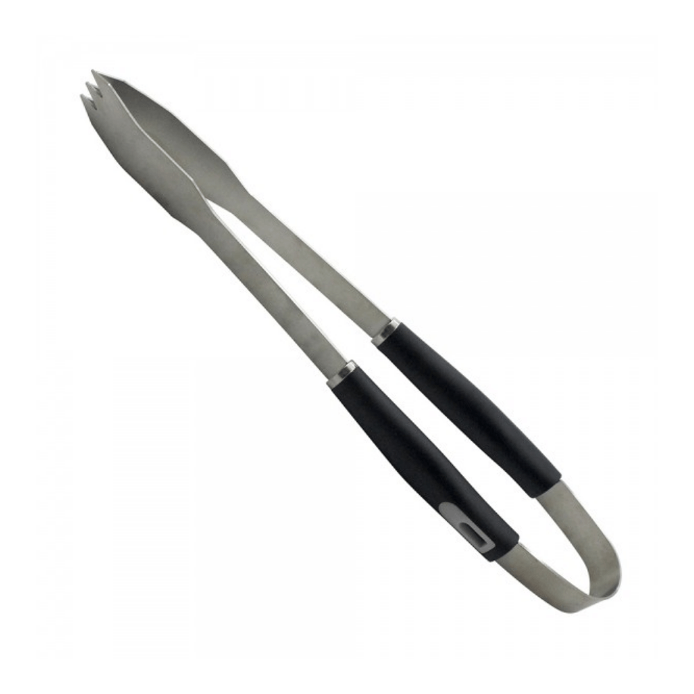 Pegador Easy Grill Para Churrasco em Aço Inox Com Cabo Plástico Preto - 42cm - Ela Decora