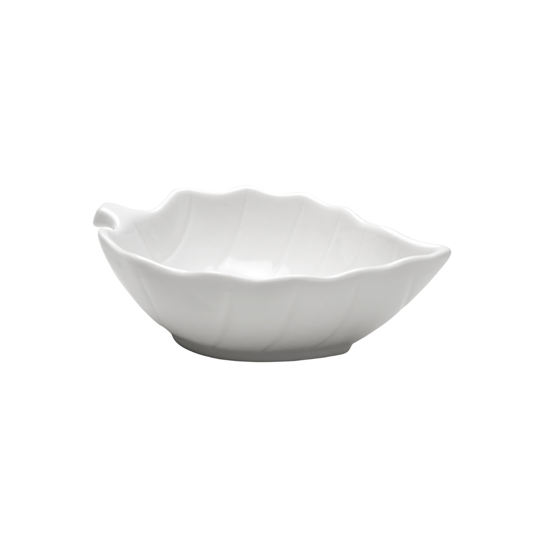 Petisqueira Bowl Porcelana Folha Leaf Branca - 14 x 9 x 5 cm - Ela Decora