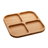 Petisqueira em Bambu Quadrada Square com 4 Divisórias 29,5cm - Ela Decora