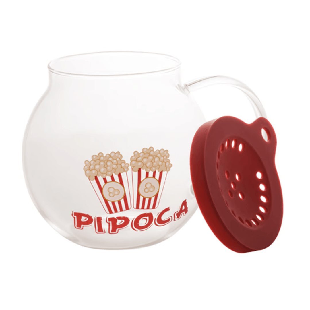 Pipoqueira para Micro - Ondas de Vidro com Tampa Vermelha 1,8 Litros - Ela Decora