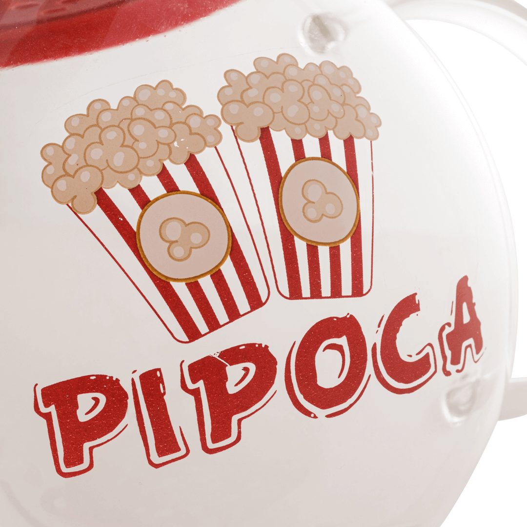 Pipoqueira para Micro - Ondas de Vidro com Tampa Vermelha 1,8 Litros - Ela Decora