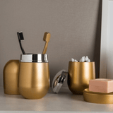 Porta Algodão Belly Vintage Dourado com Cromado - Ela Decora