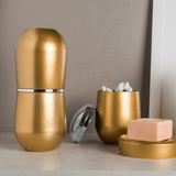 Porta Algodão Belly Vintage Dourado com Cromado - Ela Decora