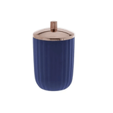 Porta Algodão Cotonete Linha Canelatta Azul Marinho e Rose Gold - 13,5 cm - Ela Decora