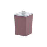 Porta Algodão Cotonete Linha Quadratta Rosa e Cromado - 12,5 cm - Ela Decora
