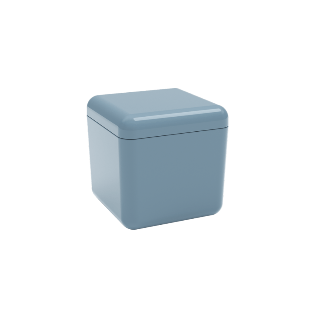 Porta Algodão e Cotonete Azul Fog Cube - 8,5 cm - Ela Decora