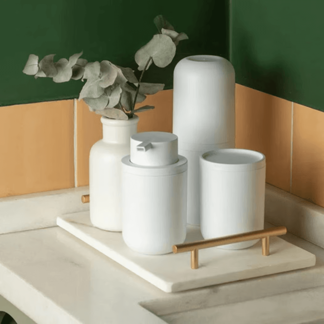 Porta Algodão e Cotonete Bold Branco 10,7cm - Ela Decora