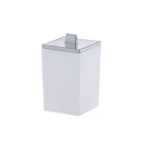 Porta Algodão e Cotonete Branco e Cromado Linha Quadratta Off White - Ela Decora