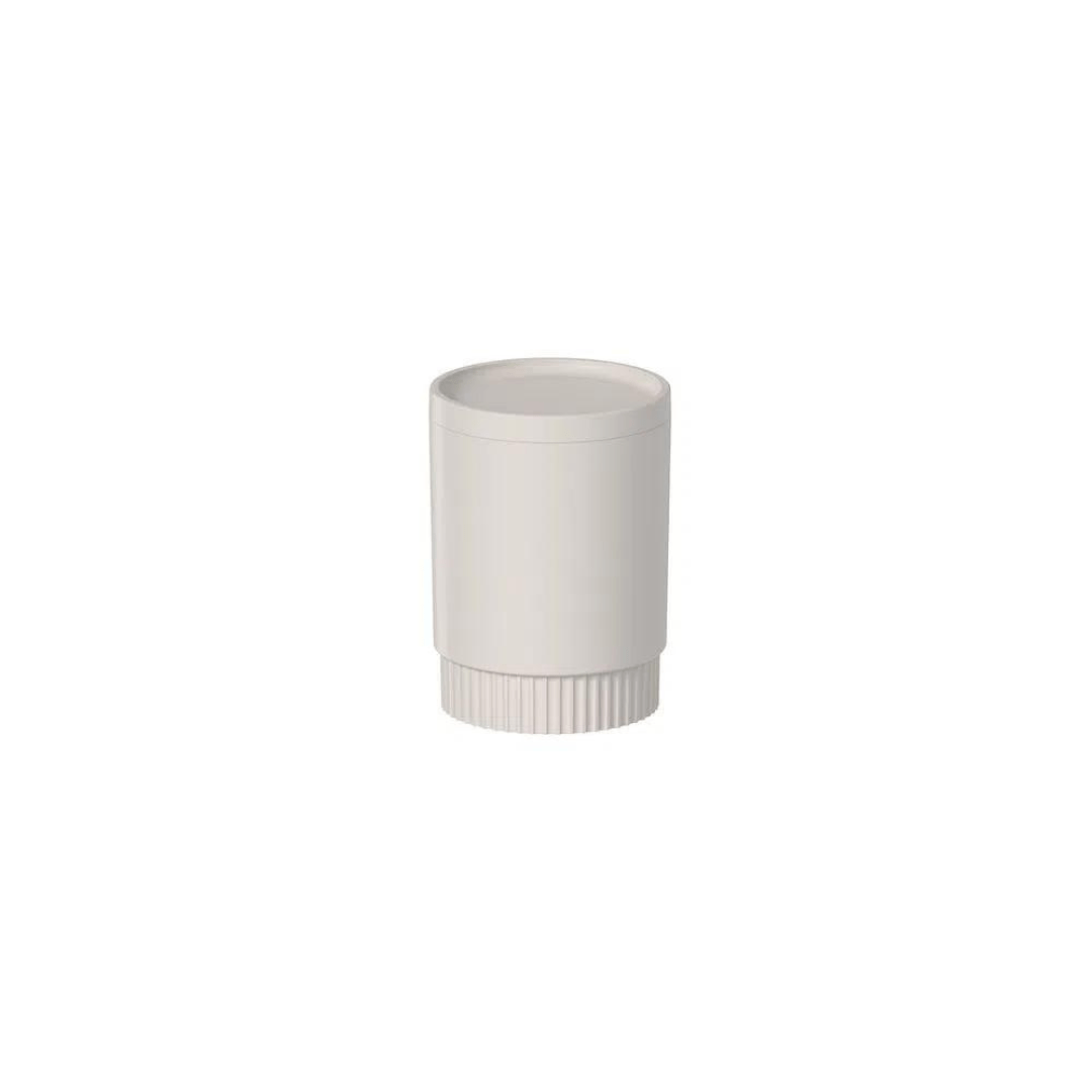 Porta Algodão e Cotonete Dorica Bege 10,7cm - Ela Decora