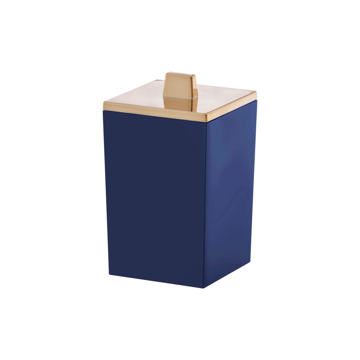 Porta Algodão e Cotonete Linha Quadratta Azul Marinho e Dourado - Ela Decora