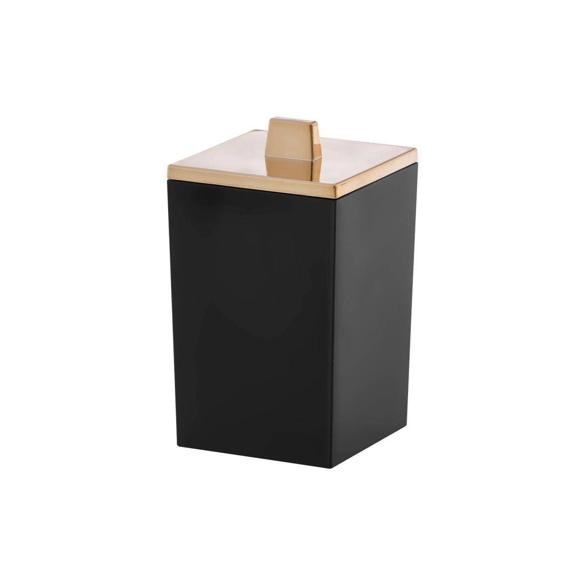 Porta Algodão e Cotonete Linha Quadratta Preto e Dourado - Ela Decora