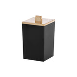 Porta Algodão e Cotonete Linha Quadratta Preto e Dourado - Ela Decora
