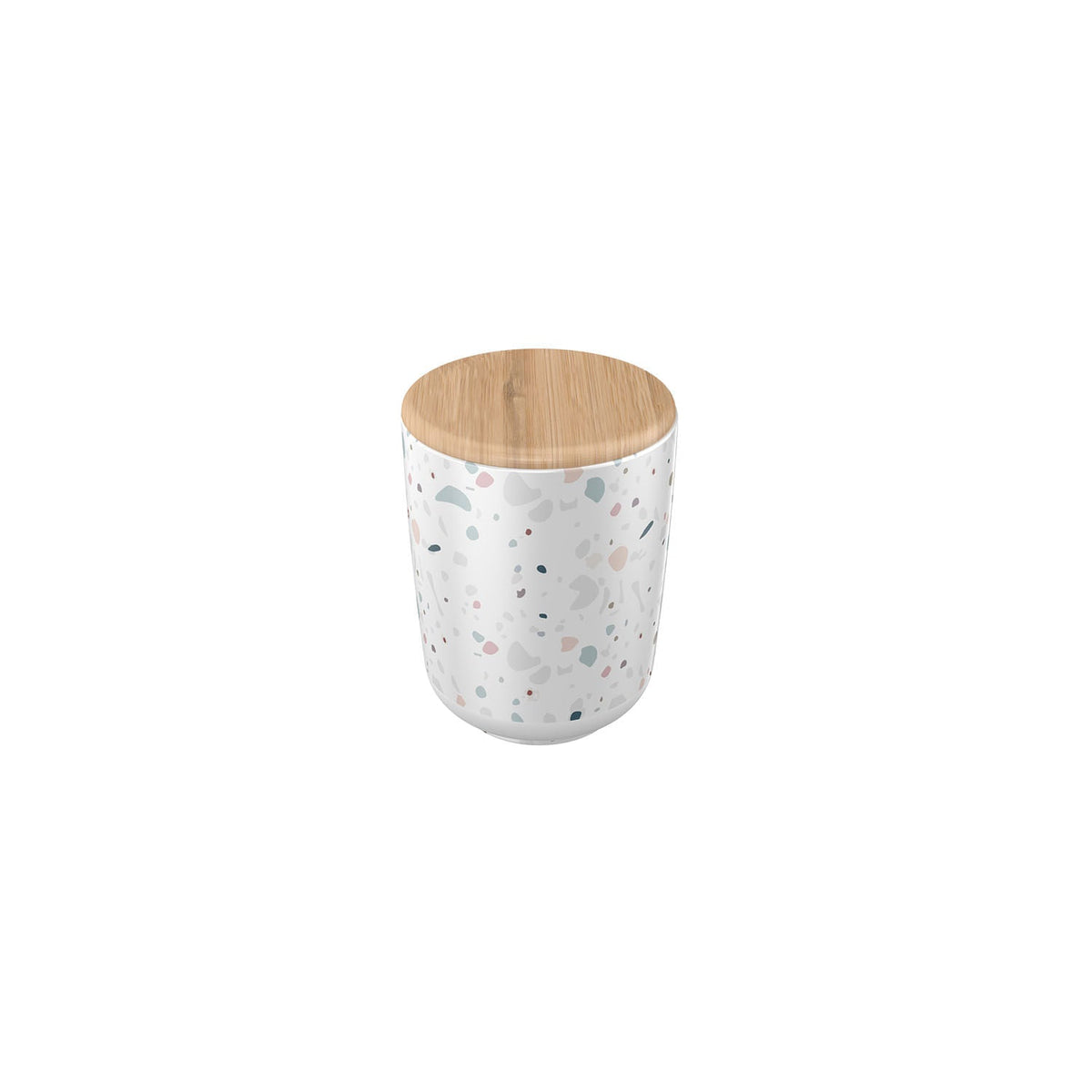 Porta Algodão em Cerâmica Branco com Tampa de Bambu Osaka - Ela Decora