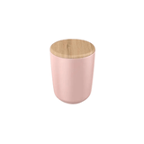 Porta Algodão em Cerâmica Rosa com Tampa de Bambu Osaka - Ela Decora