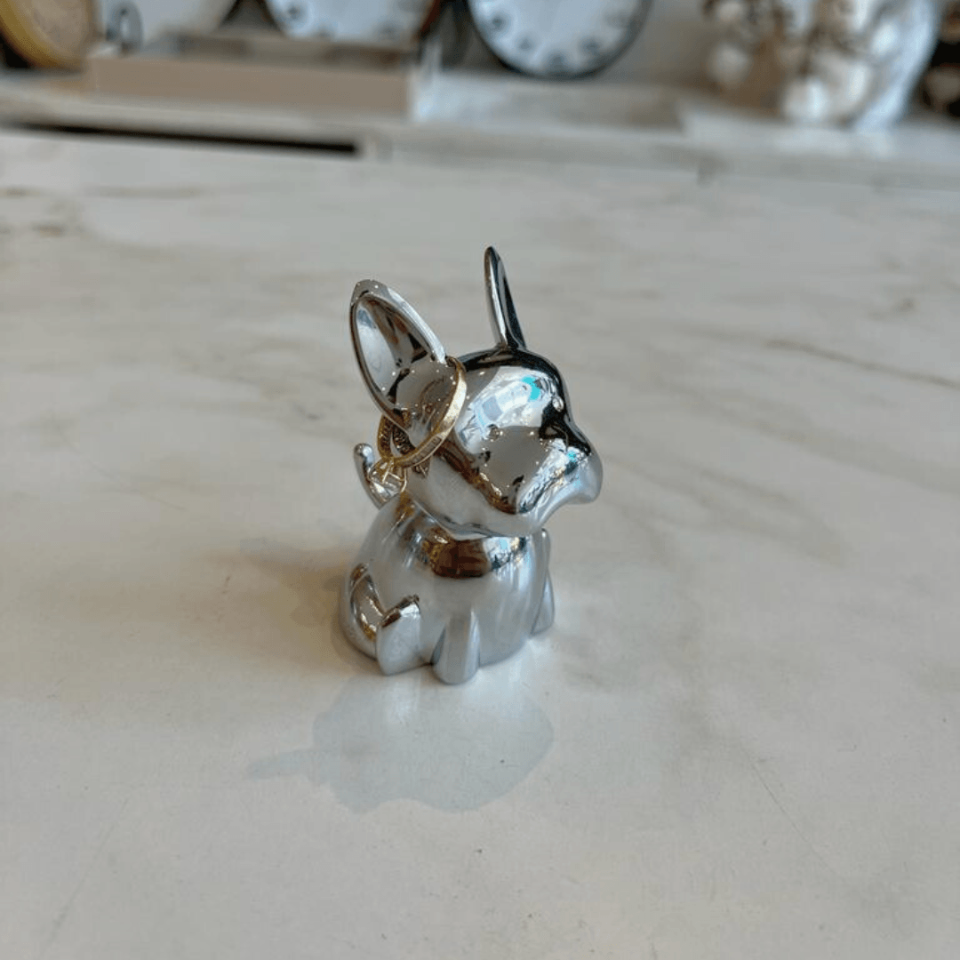 Porta Anel Zoola Cachorro Cromado - Ela Decora