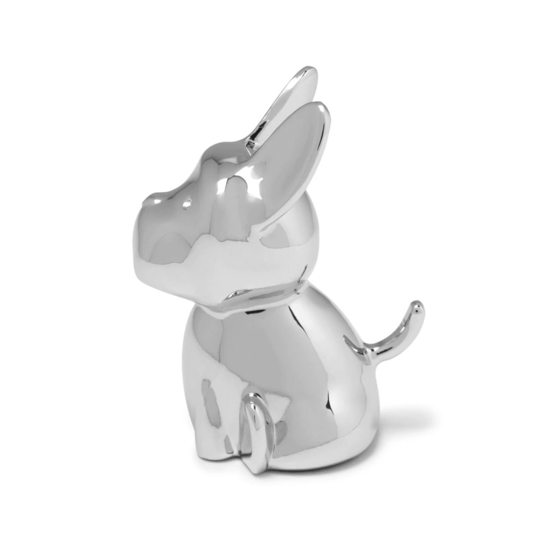 Porta Anel Zoola Cachorro Cromado - Ela Decora