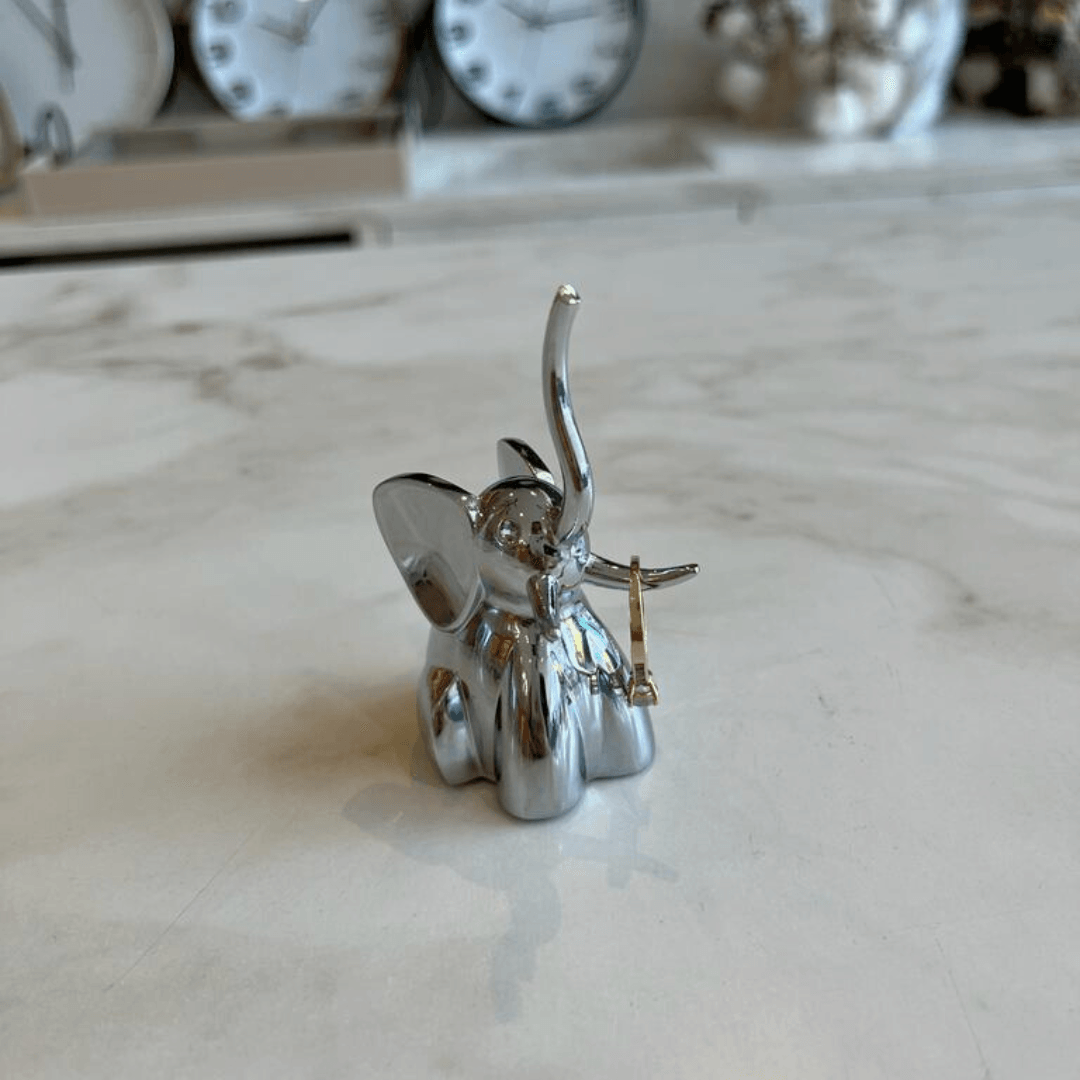 Porta Anel Zoola Elefante Cromado - Ela Decora