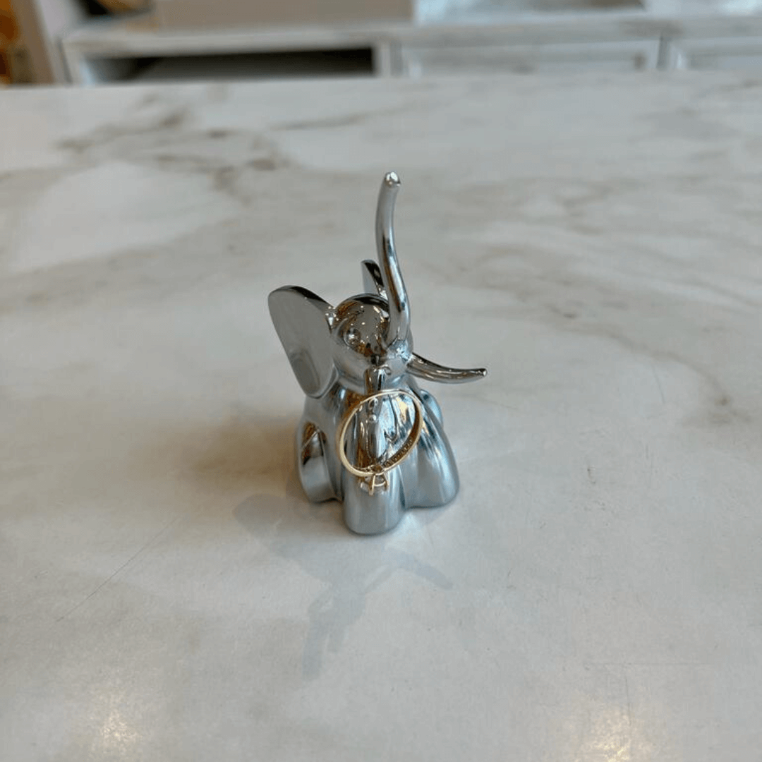 Porta Anel Zoola Elefante Cromado - Ela Decora