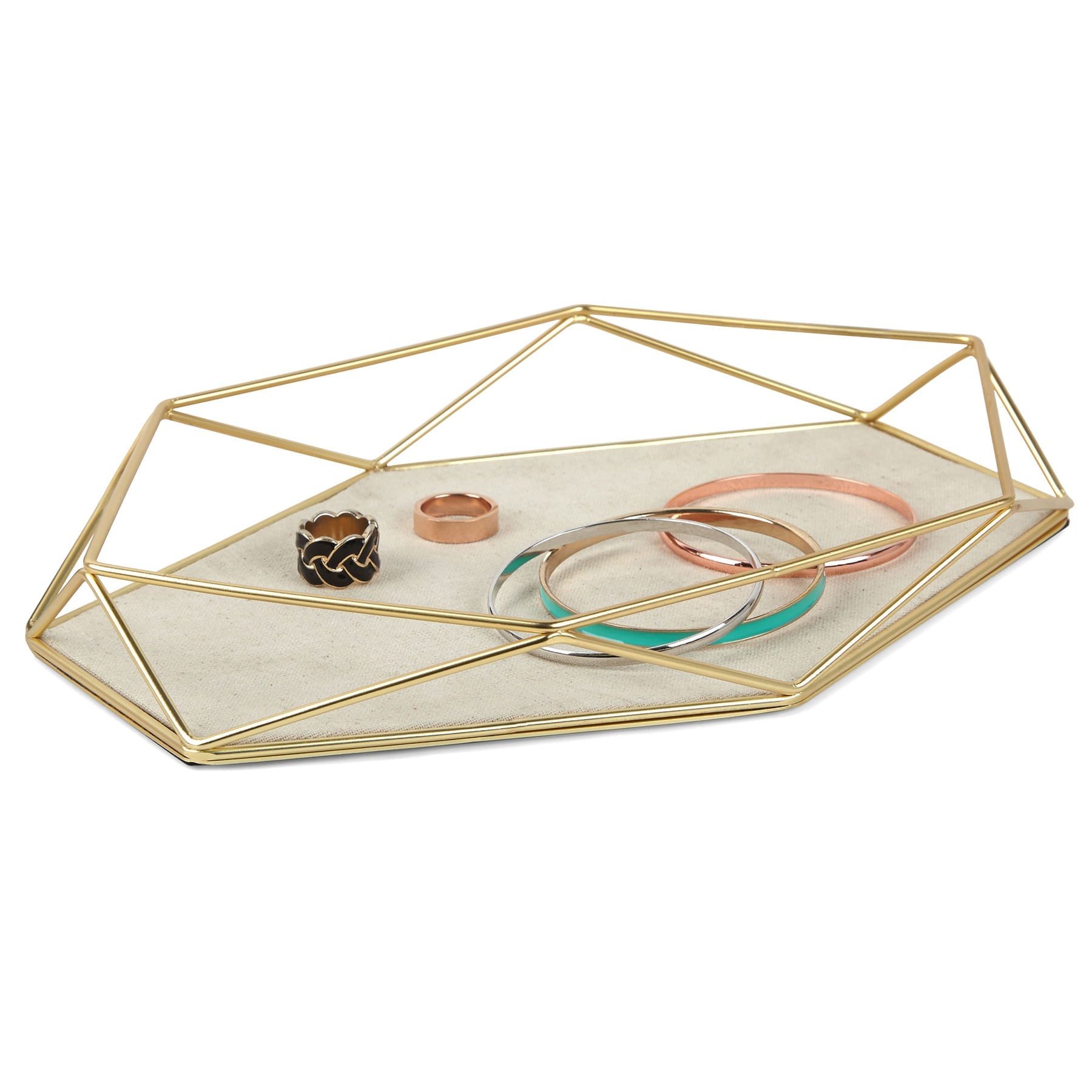 Porta Bijuterias Acessórios Prisma Dourado - Ela Decora