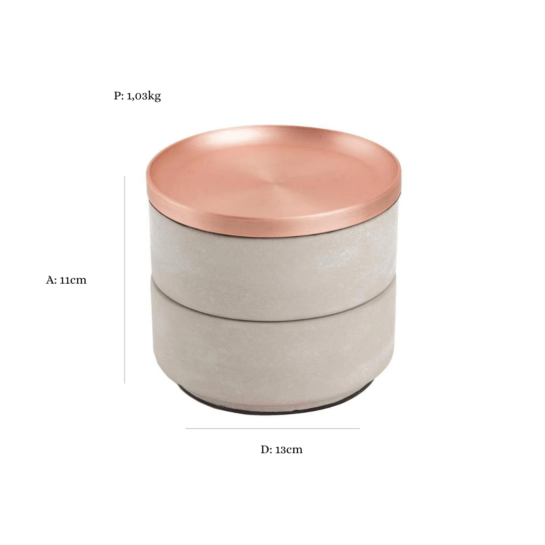 Porta Bijuterias Acessorios Triplo Concreto e Rose Gold - Ela Decora