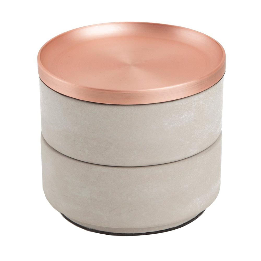 Porta Bijuterias Acessorios Triplo Concreto e Rose Gold - Ela Decora