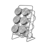 Porta Condimento de Vidro com Suporte Vertical 7 Peças - Ela Decora