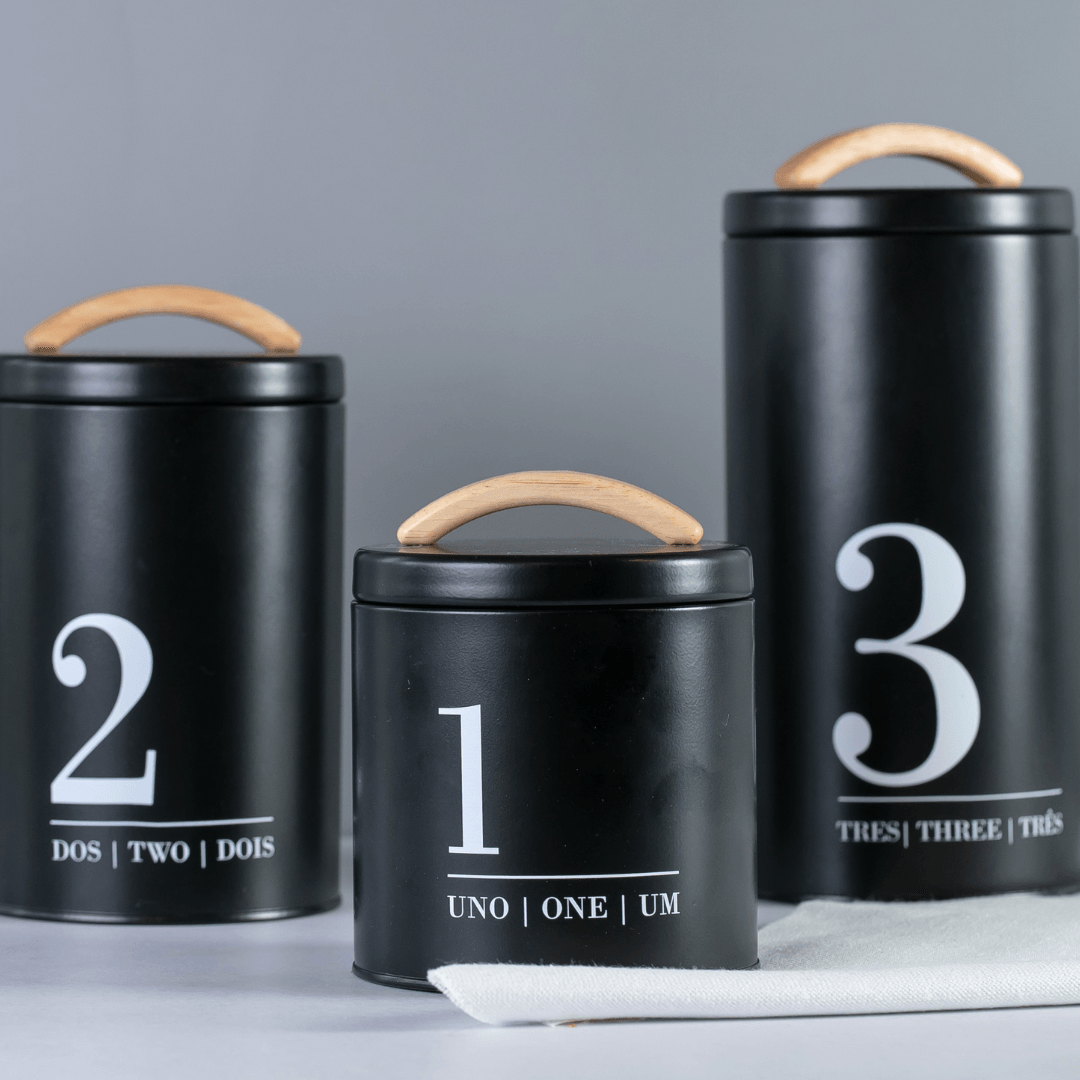 Porta Condimentos Metalla N3 Preto 1,7 Litros - Ela Decora