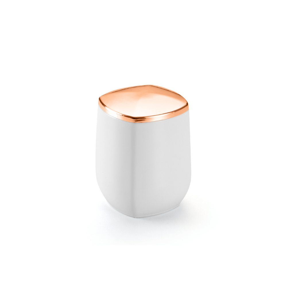 Porta Cotonete e Algodão Branco e Rose Gold Linha Conceito - Ela Decora