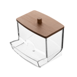 Porta Cotonetes Retangular com Tampa de Bambu My Box - Ela Decora