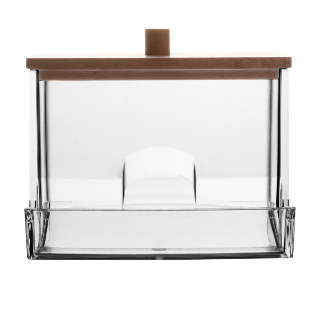 Porta Cotonetes Retangular com Tampa de Bambu My Box - Ela Decora
