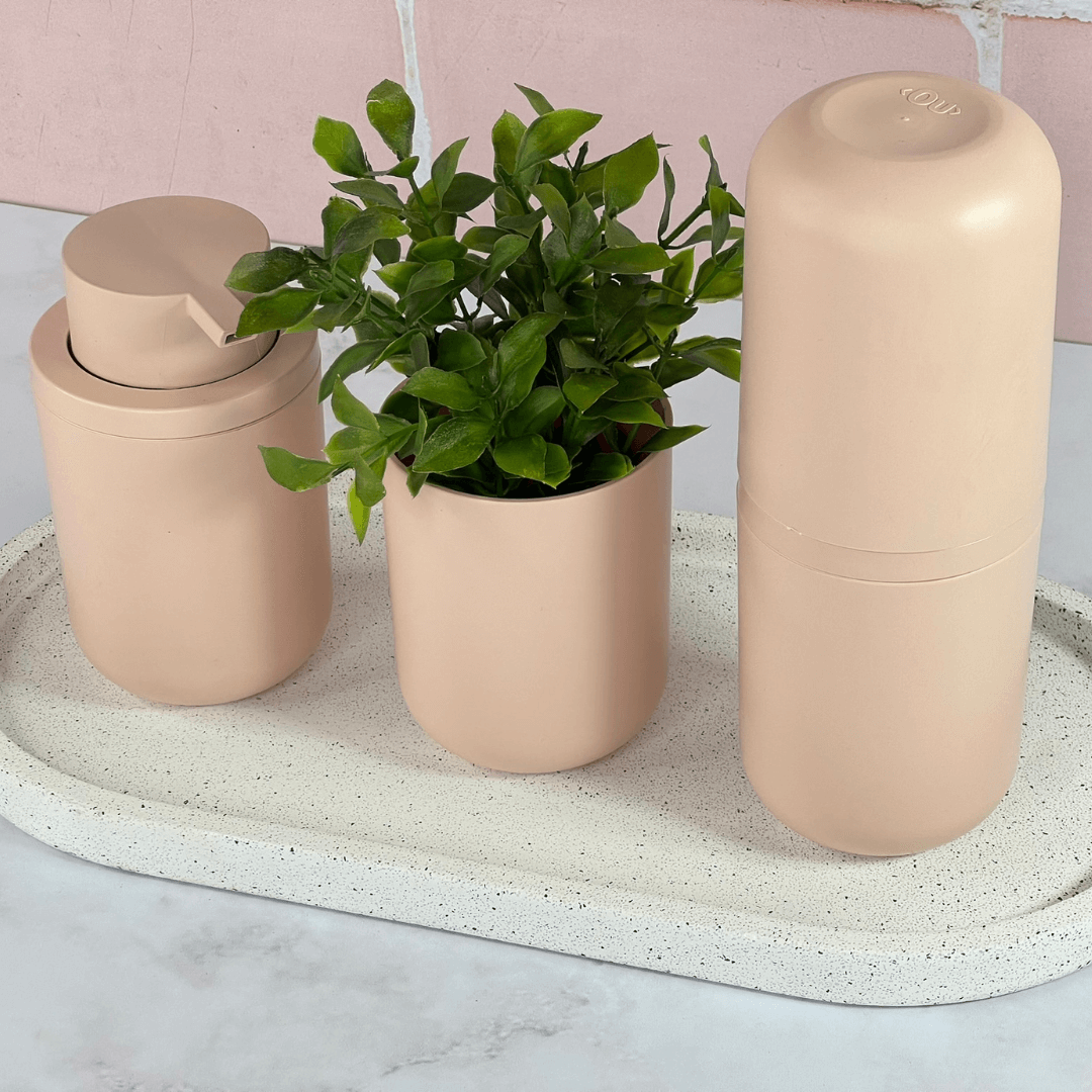 Porta Escova Bold Rosa Duna 20,5cm - Ela Decora