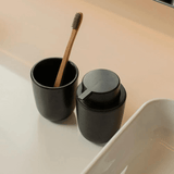 Porta Escova de Dente Cerâmica Osaka Preto Marmorizado - Ela Decora