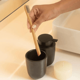 Porta Escova de Dente Cerâmica Osaka Preto Marmorizado - Ela Decora