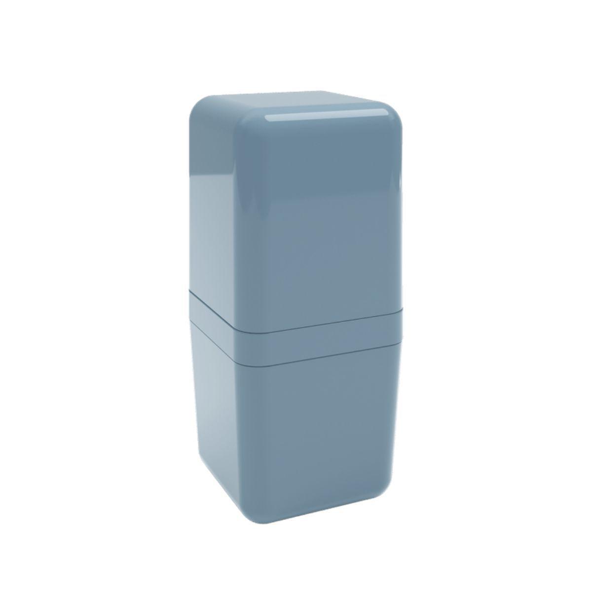 Porta Escova De Dente e Pasta Azul Fog Cube Com Tampa - 19,5 cm - Ela Decora
