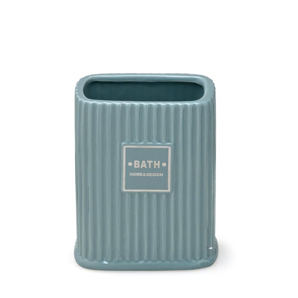 Porta Escova de Dente em Cerâmica Verde 12cm - Ela Decora