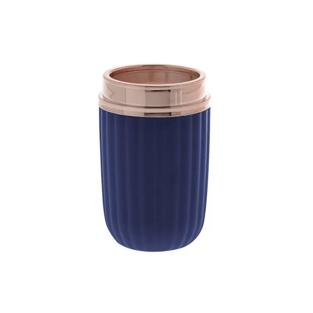 Porta Escova de Dente Linha Canelatta Azul Marinho e Rose Gold - 12,5 cm - Ela Decora