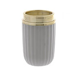 Porta Escova de Dente Redondo Linha Canelatta Creme e Dourado - Ela Decora