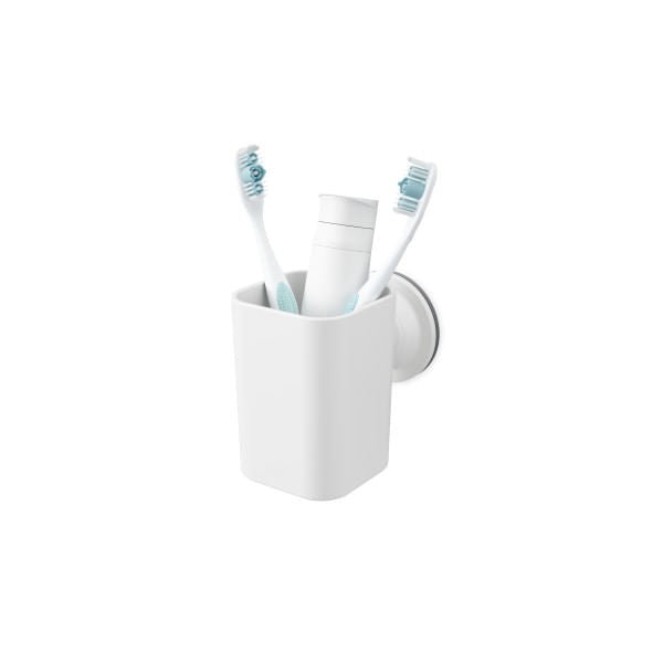 Porta Escova de Dentes com Ventosa Branco - Ela Decora