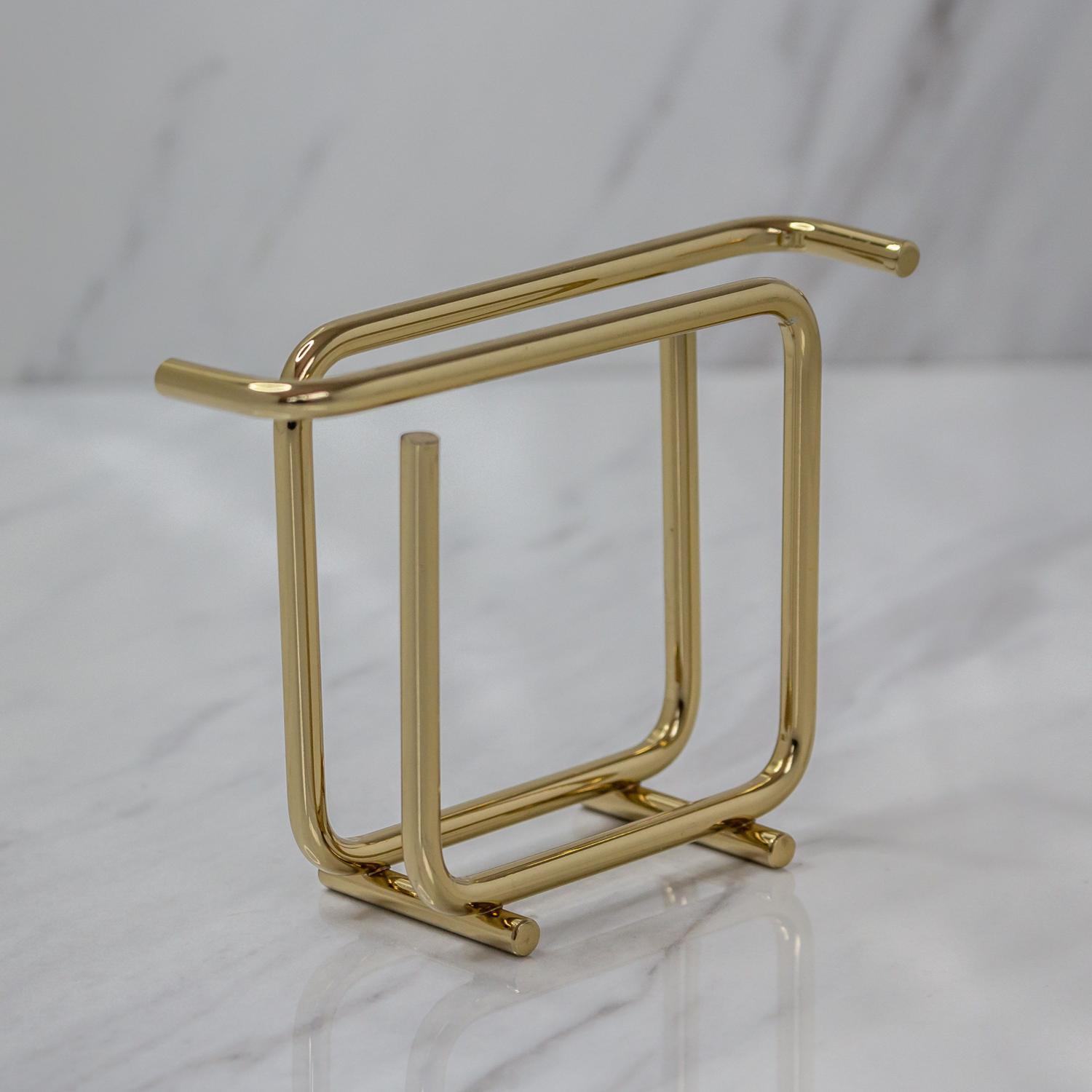 Porta Guardanapos de Papel Pequeno Design Moderno Aço Dourado - Ela Decora