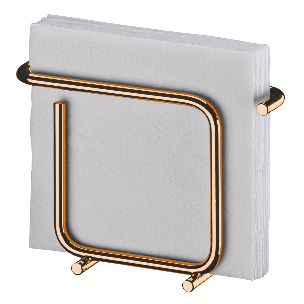 Porta Guardanapos de Papel Pequeno Design Moderno Aço Rose Gold - Ela Decora